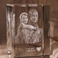 Crystal block with engraved photo of Mom & daughter hugging with 'Love you FOREVER.' text.